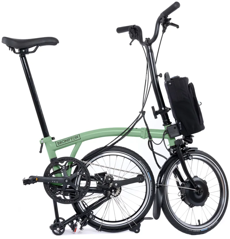 Brompton Electric C Line Explore 12 Speed Folding Bike 2024 in Match Green-2
